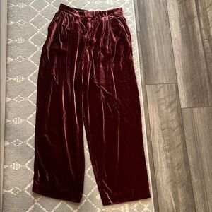 Banana Republic Velvet Burgundy Wide-Leg Pants